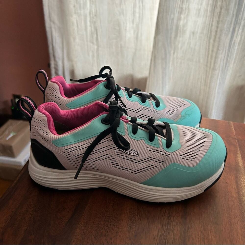 KEEN Utility Sparta II Alloy Toe Work‎ Shoes Sneakers Teal Blue Pink Women's 7